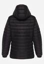 Czarna Pikowana Kurtka Przejściowa z Kapturem z Możliwością Odpięcia Feziel