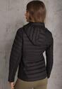 Czarna Przejściowa Kurtka z Pikowaniem Elastycznymi Wstawkami i Kapturem Fezilina