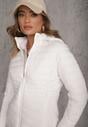 Biała Przejściowa Kurtka z Pikowaniem Elastycznymi Wstawkami i Kapturem Fezilina