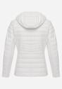 Biała Przejściowa Kurtka z Pikowaniem Elastycznymi Wstawkami i Kapturem Fezilina