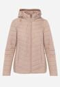 Beżowa Kurtka Przejściowa z Pikowaniem i Odpinanym Kapturem Edielitia