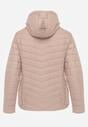 Beżowa Kurtka Przejściowa z Pikowaniem i Odpinanym Kapturem Edielitia