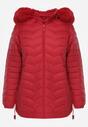 Czerwona Przejściowa Kurtka z Pikowaniem Bocznymi Ściągaczami i Kapturem Fezizia