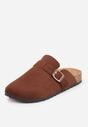 Ciemnobrązowe Klapki Ozdobione Klamrą na Pasku Zelevelis