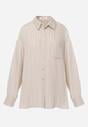 Beżowa Koszula z Wiskozy z Domieszką Lnu ze Strukturalnego Materiału Sewrita