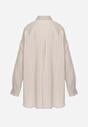 Beżowa Koszula z Wiskozy z Domieszką Lnu ze Strukturalnego Materiału Sewrita