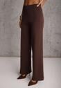 Brązowy Komplet z Wiskozą Szerokie Spodnie i Kamizelka z Aplikacjami 3D Hirimi