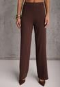 Brązowy Komplet z Wiskozą Szerokie Spodnie i Kamizelka z Aplikacjami 3D Hirimi