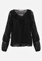 Czarna Koronkowa Bluzka z Falbankami Sewrana