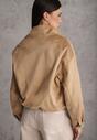 Jasnobrązowa Kurtka Bomber Jacket Ozdobiona Guzikami Quilimi