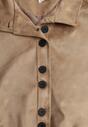 Jasnobrązowa Kurtka Bomber Jacket Ozdobiona Guzikami Quilimi