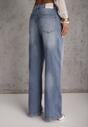 Niebieskie Jeansy High Waist Wide Leg z Bawełną i Domieszką Wiskozy Hirei