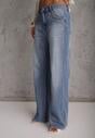 Niebieskie Jeansy High Waist Wide Leg z Bawełną i Domieszką Wiskozy Hirei
