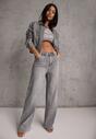 Szare Jeansy Wide Leg High Waist z Bawełną i Dodatkiem Wiskozy Rhenerila