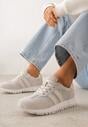 Jasnoszare Sneakersy z Zamszu Naturalnego z Ozdobnymi Paskami i Perforacją Ravinelle