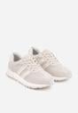 Jasnoszare Sneakersy z Zamszu Naturalnego z Ozdobnymi Paskami i Perforacją Ravinelle