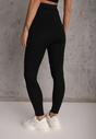 Czarne Casualowe Legginsy High Waist z Pasem Wspierającym Linię Talii Azivera