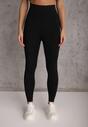 Czarne Casualowe Legginsy High Waist z Pasem Wspierającym Linię Talii Azivera