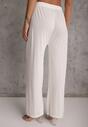 Białe Spodnie z Bawełną o Szerokim Kroju z Cyrkoniami Azirene