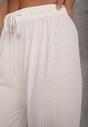 Białe Spodnie z Bawełną o Szerokim Kroju z Cyrkoniami Azirene