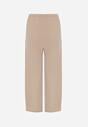 Beżowe Spodnie z Bawełną o Szerokim Kroju z Cyrkoniami Azirene