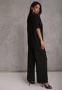 Czarny Oversizowy Komplet Zdobiony Cyrkoniami T-shirt i Spodnie Arnateia