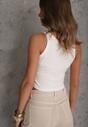Biały Top na Ramiączkach Basic Prążkowany Zitira