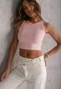Różowy Top na Ramiączkach Basic Prążkowany Zitira