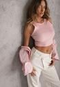 Różowy Top na Ramiączkach Basic Prążkowany Zitira