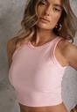 Różowy Top na Ramiączkach Basic Prążkowany Zitira