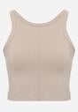 Beżowy Top na Ramiączkach Basic Prążkowany Zitira