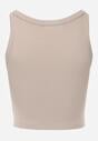 Beżowy Top na Ramiączkach Basic Prążkowany Zitira