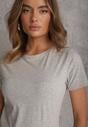 Szary T-shirt z Bawełny z Okrągłym Dekoltem Nedima