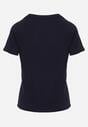 Granatowy T-shirt z Bawełny z Okrągłym Dekoltem Nedima