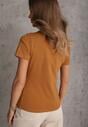 Brązowy T-shirt z Bawełny z Okrągłym Dekoltem Nedima