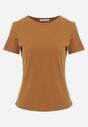 Brązowy T-shirt z Bawełny z Okrągłym Dekoltem Nedima