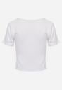 Biały Top z Bawełny Ozdobiony Guzikami przy Dekolcie Nediva