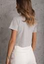 Szary Top z Bawełny Ozdobiony Guzikami przy Dekolcie Nediva