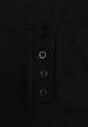 Czarny Top z Bawełny Ozdobiony Guzikami przy Dekolcie Nediva