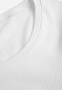 Biały T-shirt w Prążki z Marszczeniami po Bokach Nedala
