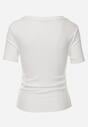 Biały T-shirt w Prążki z Marszczeniami po Bokach Nedala