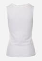 Biały Bieliźniany Top z Bawełny z Siateczkową Wstawką i Koronką Beranela