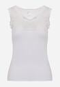 Biały Top z Bawełny Ozdobiony u Góry Koronką Berice