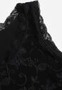 Czarny Top z Bawełny Ozdobiony u Góry Koronką Berice