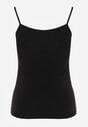 Czarny Bieliźniany Top na Ramiączkach z Bawełny Zdobiony Koronką Bernelle