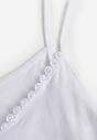 Biały Bawełniany Top Bieliźniany z Koronką przy Dekolcie Berinda