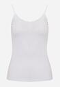 Biały Bawełniany Top Bieliźniany z Koronką przy Dekolcie Berinda