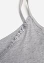 Ciemnoszary Bawełniany Top Bieliźniany z Koronką przy Dekolcie Berinda