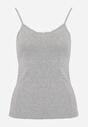 Ciemnoszary Bawełniany Top Bieliźniany z Koronką przy Dekolcie Berinda