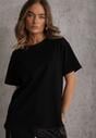 Czarny Bawełniany T-shirt o Kroju Oversize Neduna